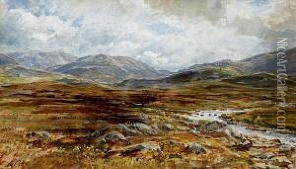 A Moorland Scene Oil Painting - Arthur Perigal