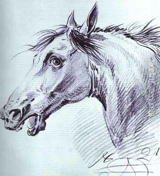 Head of a Horse I Oil Painting - Aleksander Orlowski