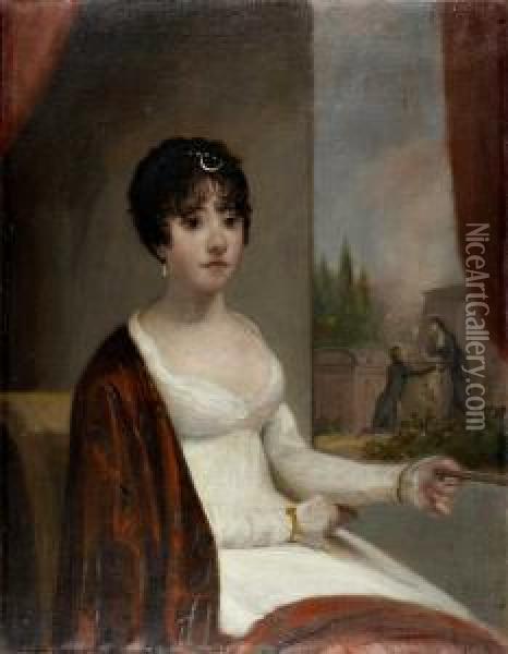 Retrato Da Senhora D. Maria Jose Cardia Ferrao Oil Painting - Domenico Pellegrini