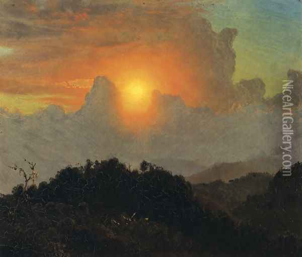 Cloudy Skies, Sunset, Jamaica Oil Painting - Frederic Edwin Church