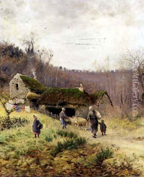 A Country Farmstead Oil Painting - Frederico Rossano