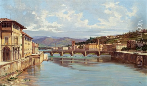 Ponte Delle Grazie In Florenz Oil Painting - Antonietta Brandeis