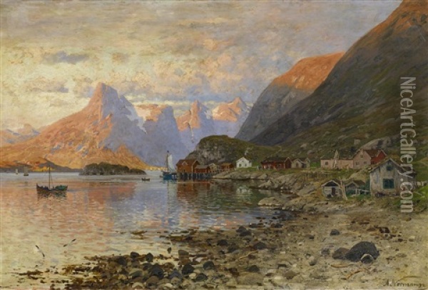 Sommernacht Im Fjord Oil Painting - Adelsteen Normann