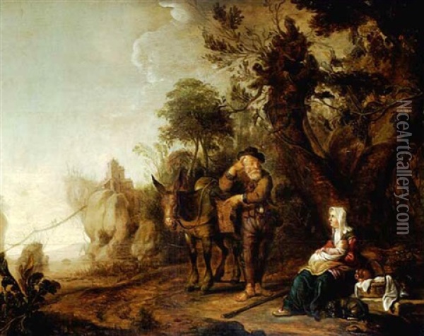Ruhe Auf Der Flucht Oil Painting - Cornelis de Bie