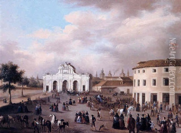 Puerta De Alcala Oil Painting - Giuseppe Canella I