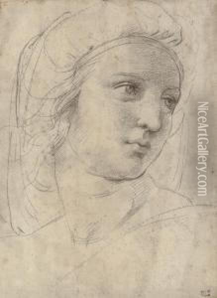 Head Of A Muse Oil Painting - Raphael (Raffaello Sanzio of Urbino)