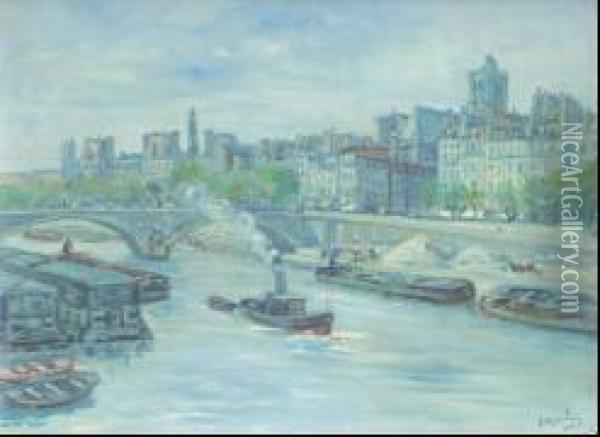 Paris, Le Pont Henri Iv Oil Painting - Gustave Madelain