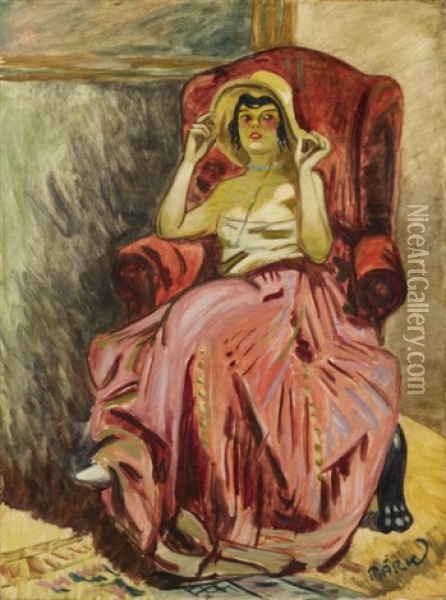 Elegante Au Chapeau Oil Painting - Lajos Mark