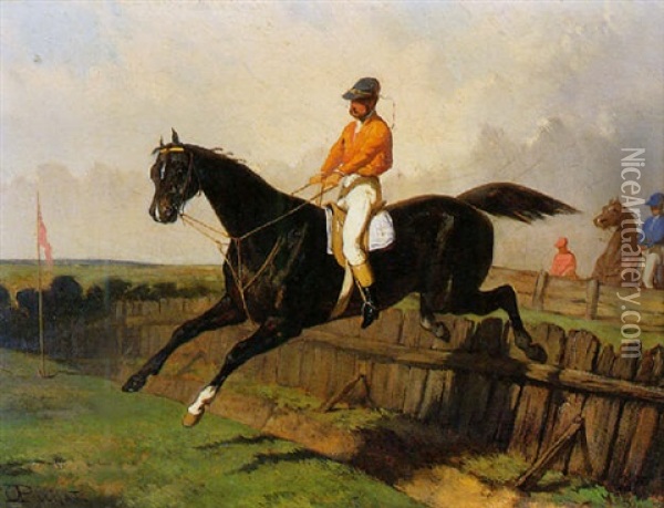 Course D'obstacles Oil Painting - Oliver Pichat
