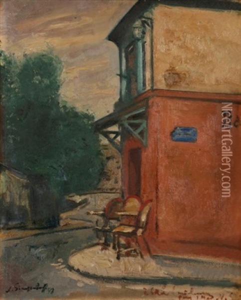 Montmartre, Le Cafe Rose Oil Painting - Nicolas Sinezouboff