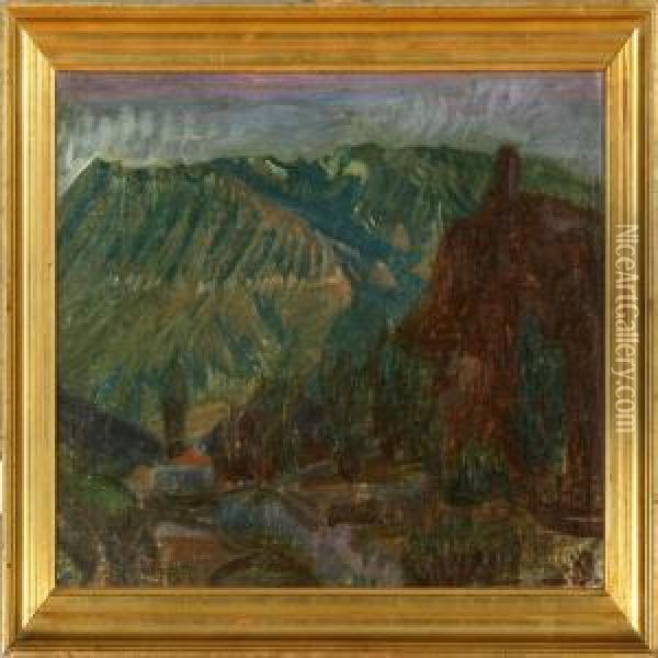 Two Italian Landscapes From The Abruzzes And Civita D'antino Oil Painting - Knud Sinding
