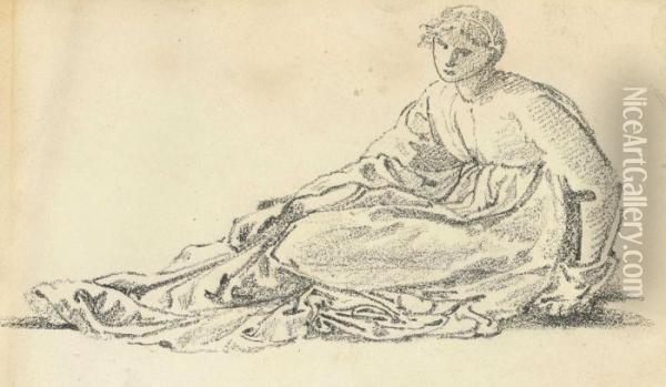 Study Of A Reclining Female Figure Oil Painting - Sir Edward Coley Burne-Jones