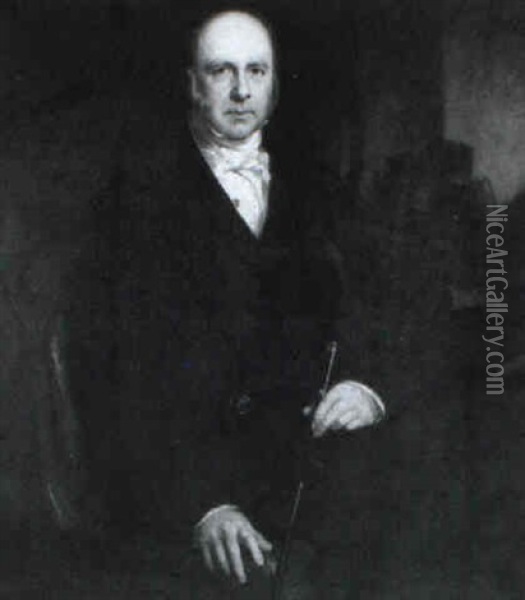 Portrait Of Dr. Montgomery, Holding A Cane Oil Painting - John Prescott Knight
