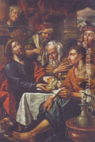 The Supper At Emmaus Oil Painting - Hendrick De Clerck
