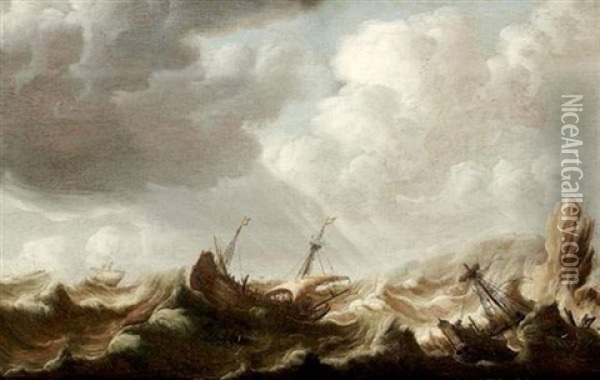 Marine Sur Une Cote Rocheuse Oil Painting - Pieter Coopse