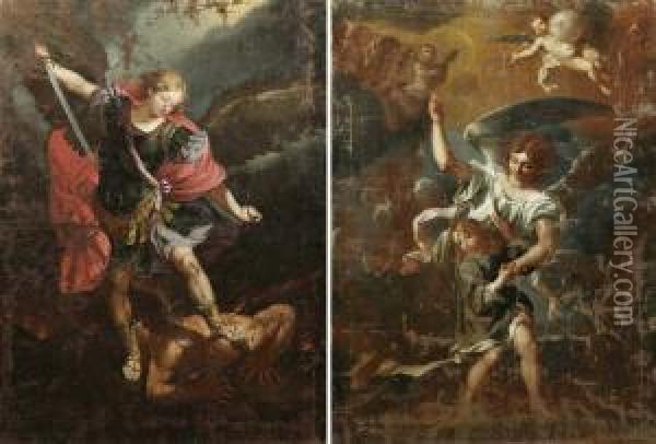 A) San Michele Arcangelo Oil Painting - Giuseppe Nuvolone