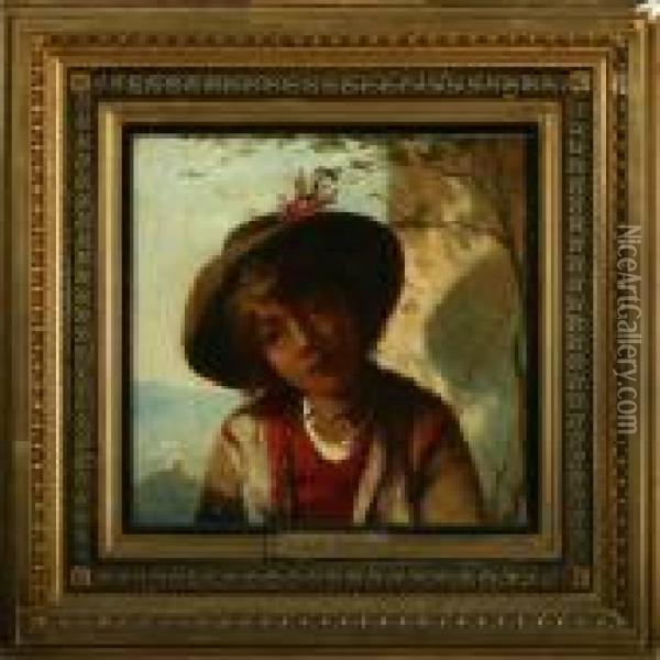 Portrait Of An Italian Boy Oil Painting - Anna Maria Elisabeth Jerichau-Baumann