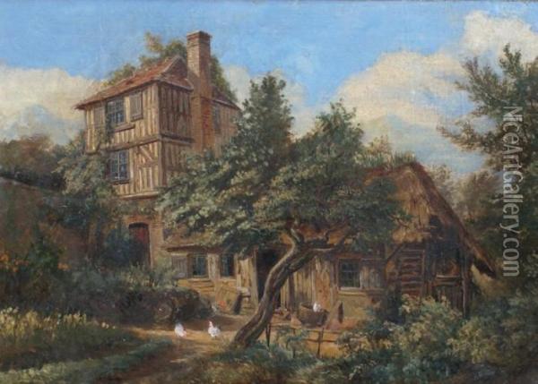 Maison En Colombage De La Campagne Normande Oil Painting - Antoine-Ignace Melling