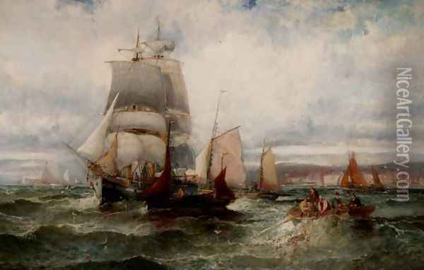 Off the South Coast Oil Painting - William A. Thornley or Thornbery