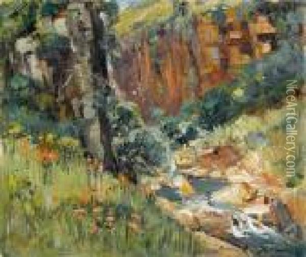 Howick Falls, Natal Oil Painting - Hugo Pieter Naude