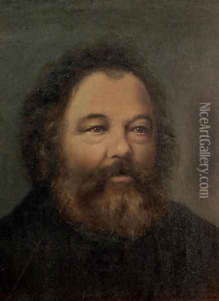 Portrait of Mikhail Aleksandrovitch Bakunin 1814-1876 c.1865 Oil Painting - Anonymous Artist