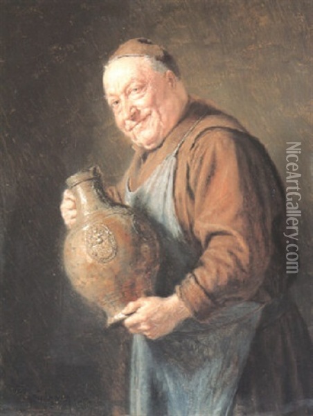 His Favourite Tipple Oil Painting - Eduard von Gruetzner