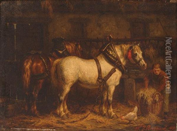 Interior Of A Barn Oil Painting - Willem Jacobus Boogaard