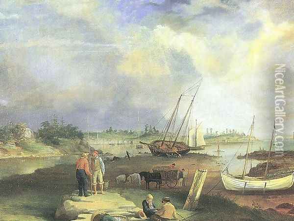 Westport Waterfront 1850 Oil Painting - William Allen Wall