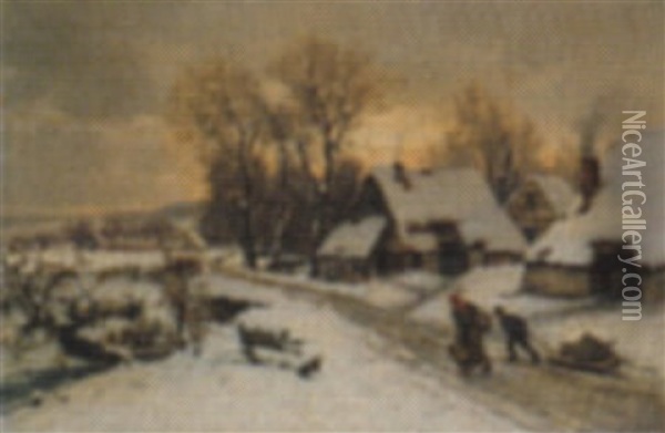 Winterliche Dorfansicht Oil Painting - Karl Schultze