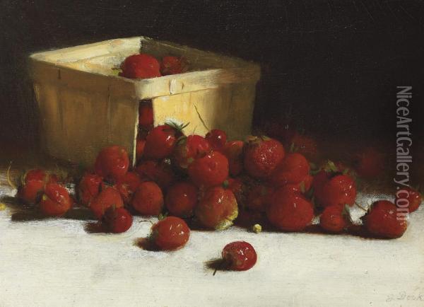 Still Life With Strawberries Oil Painting - Joseph Decker