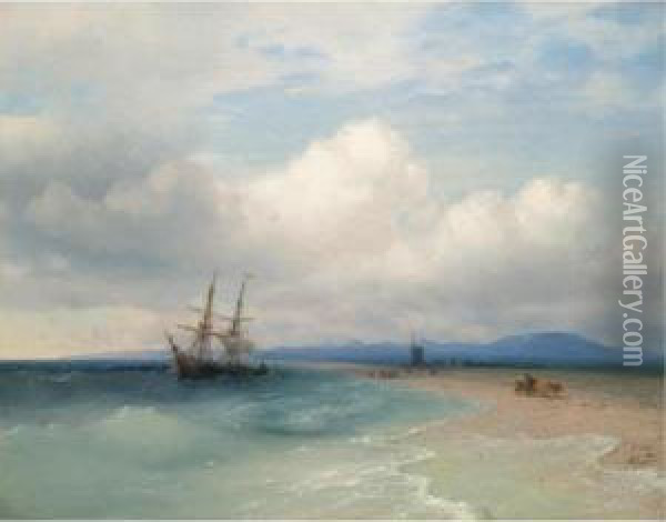 Shipping Along The Crimean Coast Oil Painting - Ivan Konstantinovich Aivazovsky