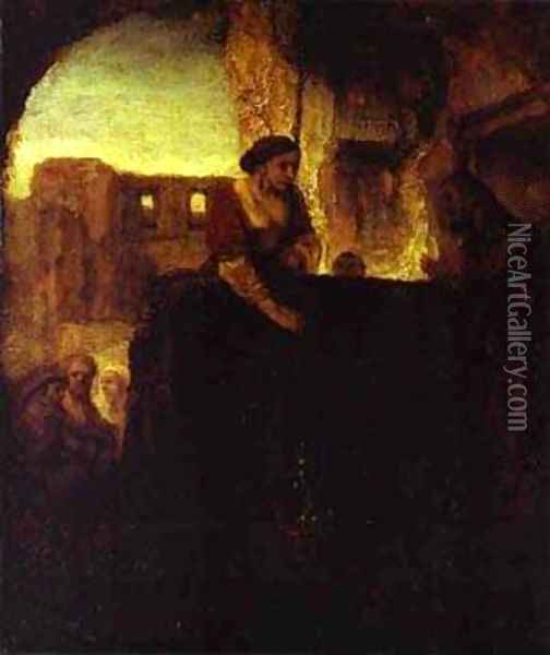Christ And The Woman Of Samaria 1659 Oil Painting - Harmenszoon van Rijn Rembrandt