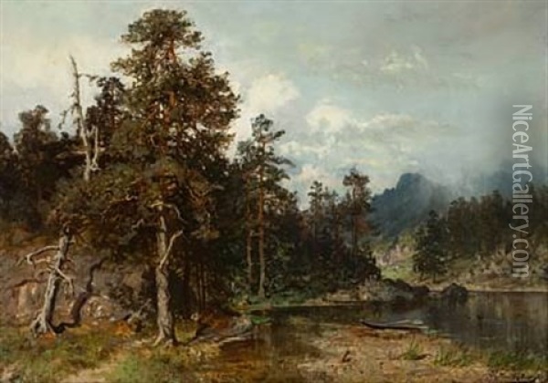 Robat Pa Skogstjern Oil Painting - Morten Mueller