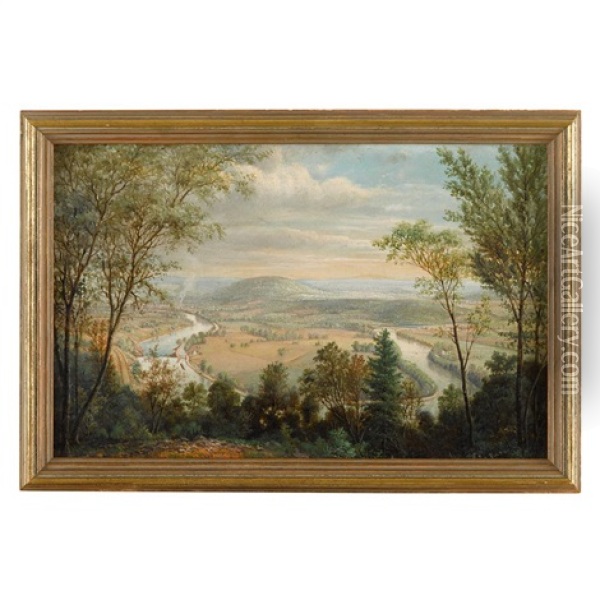 View Of Poplar Neck, Neversink Mountain, Reading, Pa Oil Painting - J. Heyl Raser