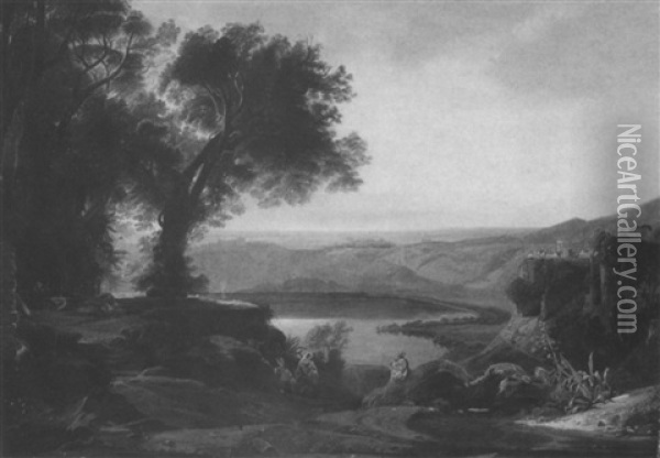 Sudliche Landschaft Im Abendlicht, Albaner Gebirge Oil Painting - Karl Ludwig Lincke