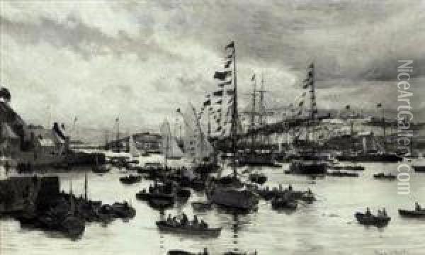 The Regatta At Falmouth Oil Painting - Charles William Wyllie