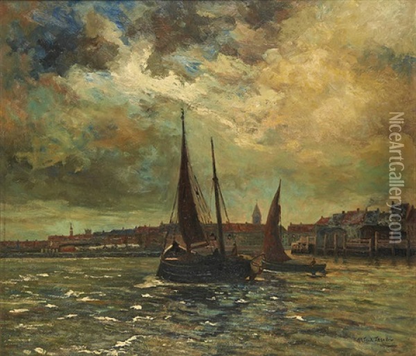 Abaissement De L'eclaircie A Ostende Oil Painting - Arthur (Traelliw) Willaert