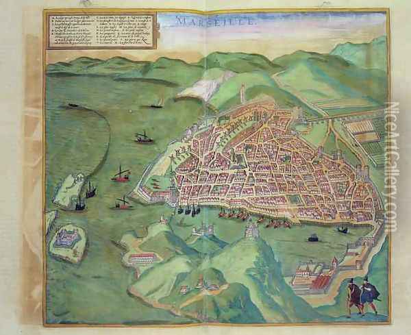 Map of Marseilles from Civitates Orbis Terrarum Oil Painting - Joris Hoefnagel