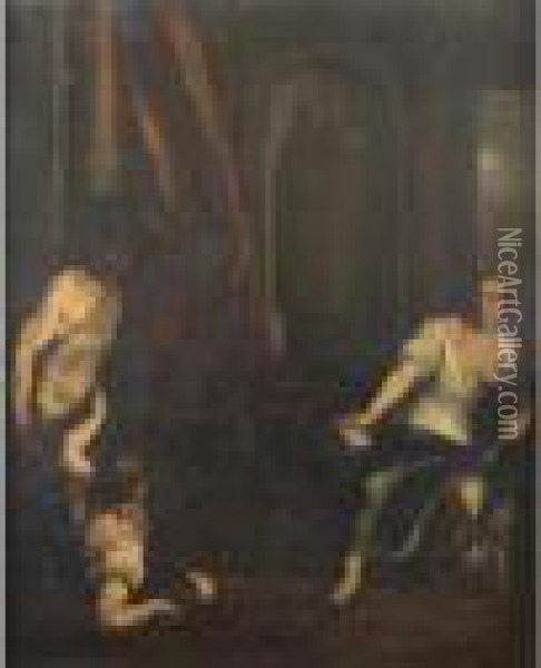 Mercure Presente La Tete D Argus A Junon. Oil Painting - Johann Heiss