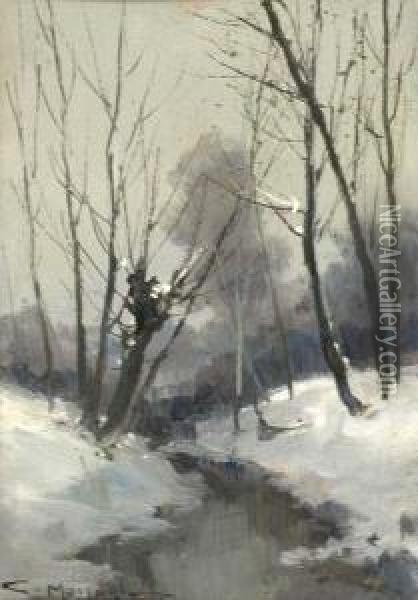 Inverno Oil Painting - Anacleto Moiraghi