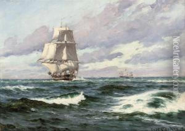 A Trader Running Downwind Oil Painting - Carl Ludwig Thilson Locher