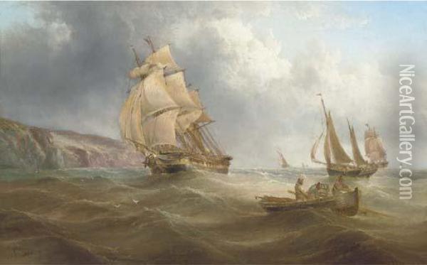 Running Down The Channel Oil Painting - Henry Redmore