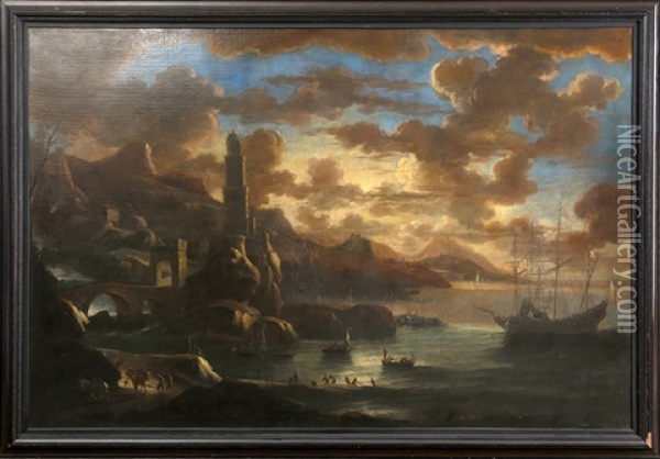 Ville Portuaire Oil Painting - Pieter Mulier the Younger