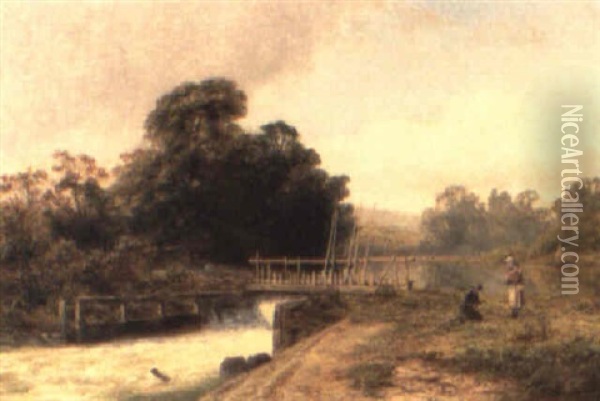 Hambledon Weir Oil Painting - Robert Gallon