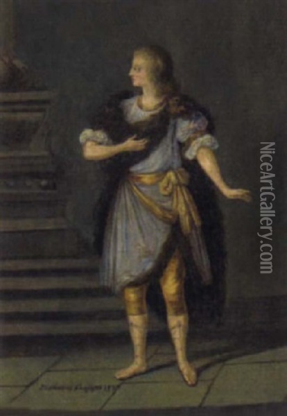 Figurine In Antikem Gewand Oil Painting - Marianna Kuerzinger