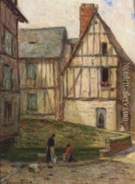 Lavandiere A Caudebec Oil Painting - Georges Jules Ernest Binet