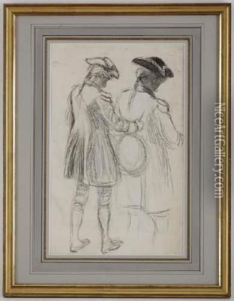 Etude De Deux Soldats Jouant Du Tambour Oil Painting - Gustave de Beaumont