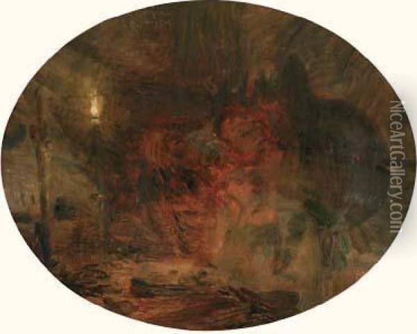 L'enfant Endormi, Honfleur, 4 Oct 1875 Oil Painting - Adolphe Felix Cals