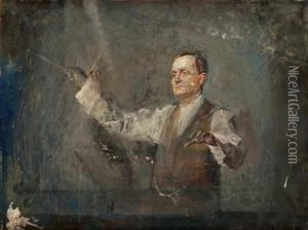 Dirigenten, Portratt Av Georg Schneevoigt Oil Painting - Christian Krohg