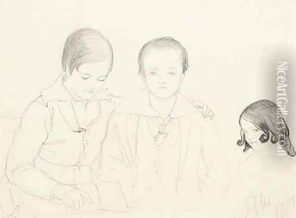 Group portrait of Harry Reid Lempriere, Arthur Reid Lempriere and Emily Lempriere Oil Painting - Sir John Everett Millais